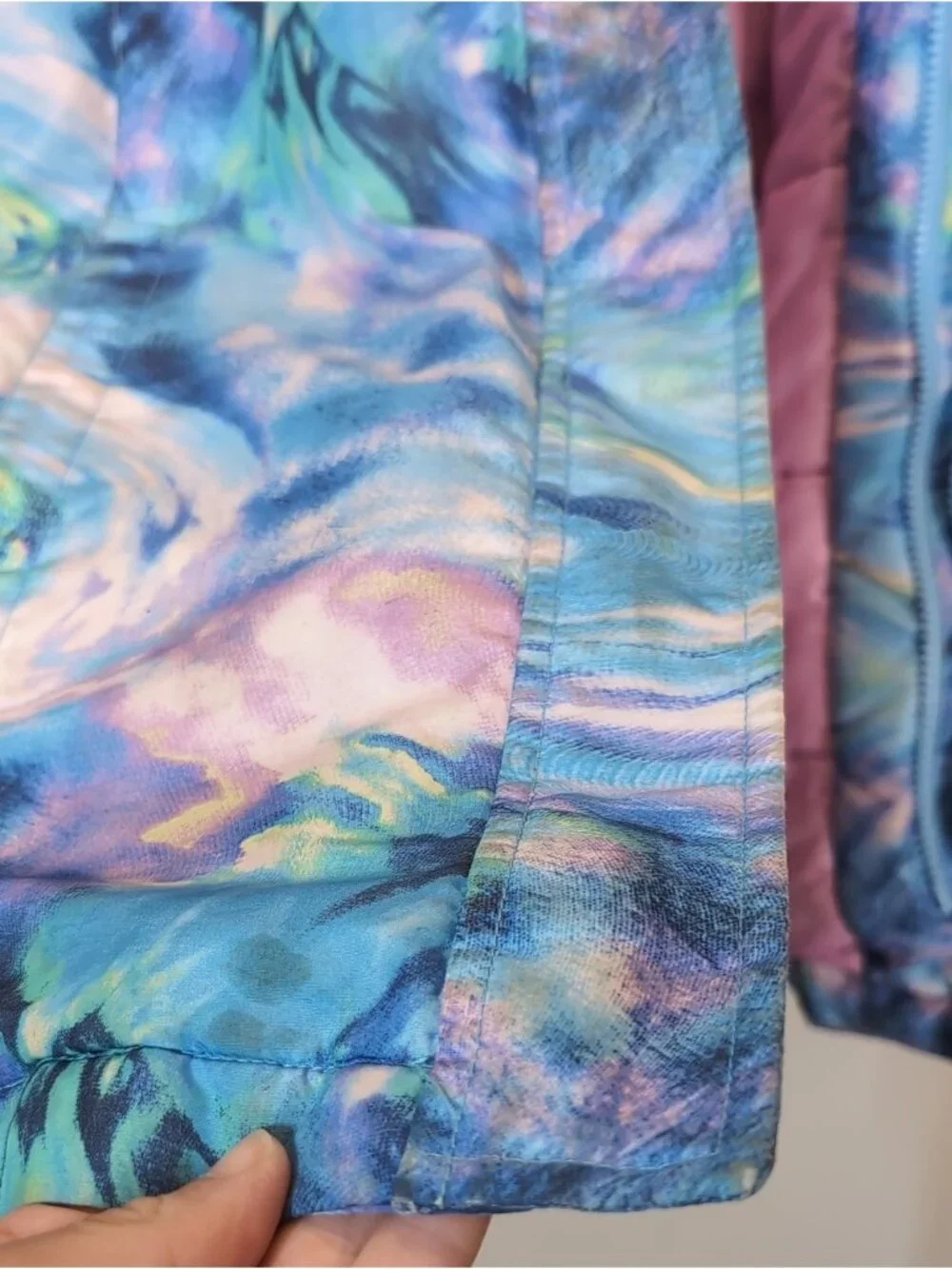 The Childrens Place Girls Winter Jacket Watercolor Swirl Blue Pink Purple XXL 16